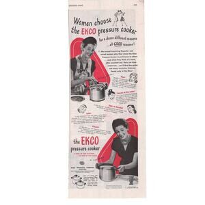 Ekco Pressure Cooker Magazine Advertisement Vintage 1946 Kitchen Home Women
